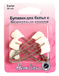 Арт. 413. Булавка для белья, 56мм, 6шт, белые.