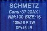 Иглы д/промышленных швейных машин SCHMETZ,с увелич. челноком д/кожи, №100(DPx16LR), уп.10 шт.