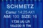 Иглы д/промышленных швейных машин SCHMETZ,с тонкой  колбой д/кожи, №100(DBx1), уп.10 шт.