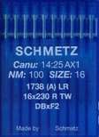 Иглы д/промышленных швейных машин SCHMETZ,с тонкой  колбой д/кожи, №100(DBx1), уп.10 шт.