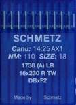 Иглы д/промышленных швейных машин SCHMETZ,с тонкой  колбой д/кожи, №110(DBx1), уп.10 шт.