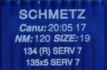 Иглы д/промышленных швейных машин SCHMETZ,с толстой колбой, №120(DPx5), уп.10 шт.