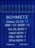 Иглы д/промышленных швейных машин SCHMETZ,с толстой колбой, №120(DPx5), уп.10 шт.