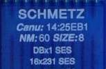 Иглы д/промышленных швейных машин SCHMETZ, с тонкой колбой трикотаж , №60(DBx1), уп.10 шт.