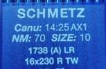 Иглы д/промышленных швейных машин SCHMETZ,с тонкой  колбой д/кожи, №70(DBx1), уп.10 шт.