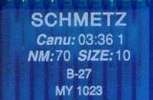 Иглы д/промышленных швейных машин SCHMETZ, д/оверлока, №70(DCx27R), уп.10 шт.