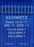 Иглы д/промышленных швейных машин SCHMETZ,с толстой колбой, №70(DPx5), уп.10 шт.