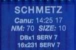 Иглы д/промышленных швейных машин SCHMETZ,с тонкой  колбой, №70(DBx1), уп.10 шт.