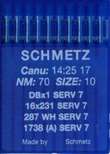 Иглы д/промышленных швейных машин SCHMETZ,с тонкой  колбой, №70(DBx1), уп.10 шт.