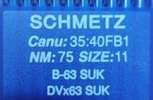 Иглы д/промышленных швейных машин SCHMETZ, д/цепного стежка , №75(Bx63(DVx63)), SUK, уп.10 шт.