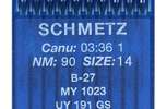 Иглы д/промышленных швейных машин SCHMETZ, д/оверлока, №90(DCx27R), уп.10 шт.